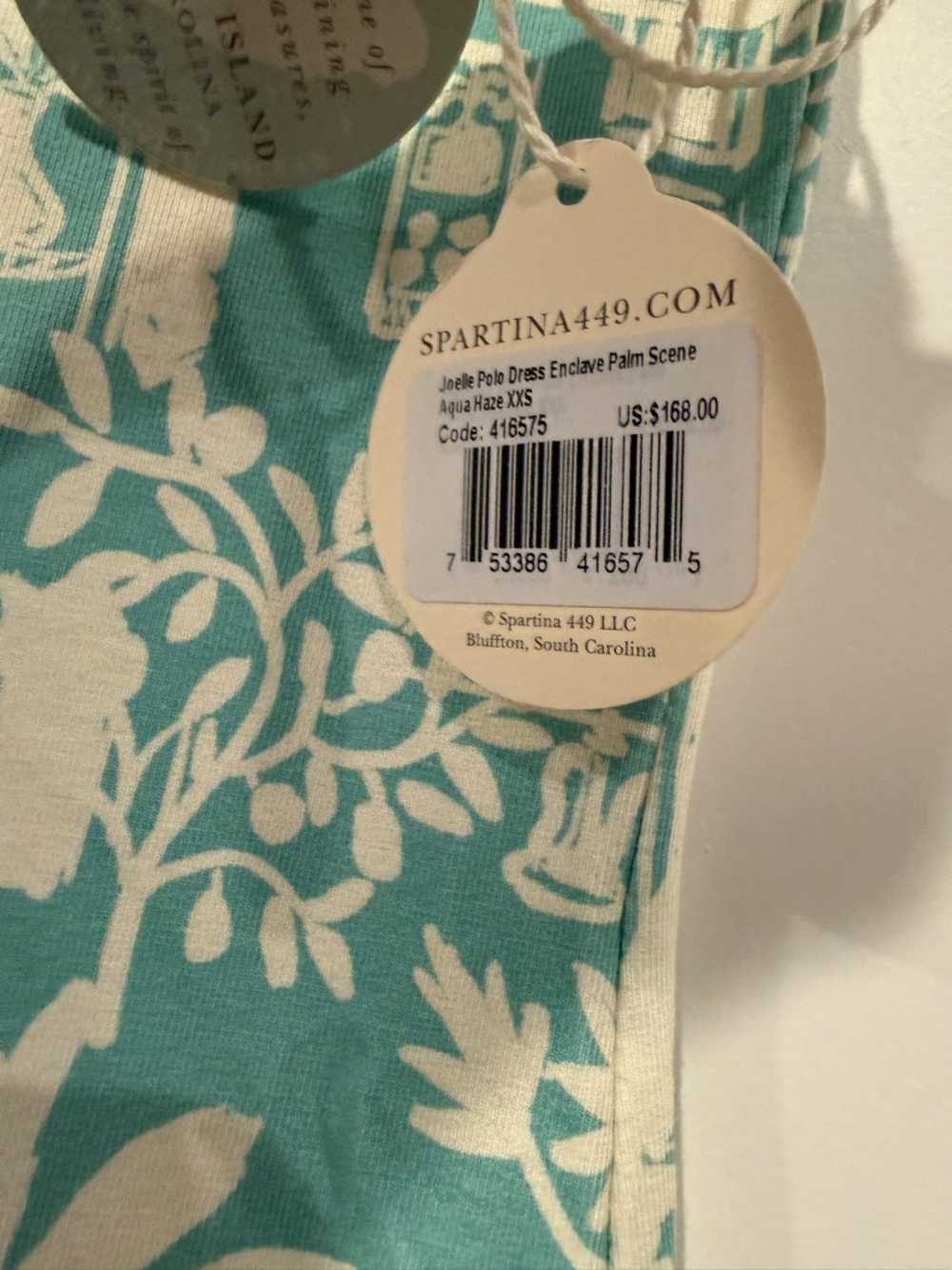 Spartina 449 Aqua Haze Palm-Print Polo Dress - Picture 6 of 6